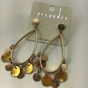 Boho Influence Oval Hoop Circle Dangle Post Earrings Gold-tone/Capiz Shell